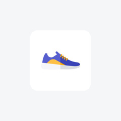 Gym sneaker, footwear, athletic, shoes, workout flat color icon, pixel perfect icon