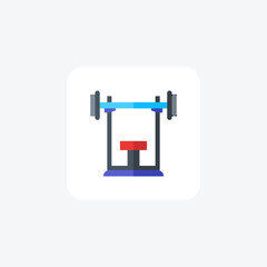Barbell icon, Weightlifting symbol, Gym equipment symbol flat color icon, pixel perfect icon