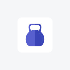 Kettlebell icon, Fitness symbol, Weightlifting symbol, Gym equipment symbol flat color icon, pixel perfect icon