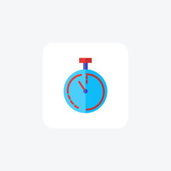 Stopwatch, time, timer, chronometer, precision, seconds flat color icon, pixel perfect icon