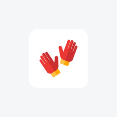 Gloves, handwear, protection, warmth, winter, leather, fabric flat color icon, pixel perfect icon