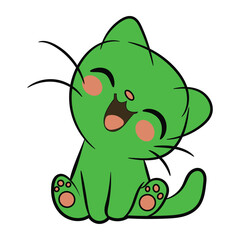 Cute cat cartoon smiling illustration 