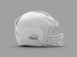 Fototapeta premium Side View White Blank Football Helmet 3D Mockup in Grey Background
