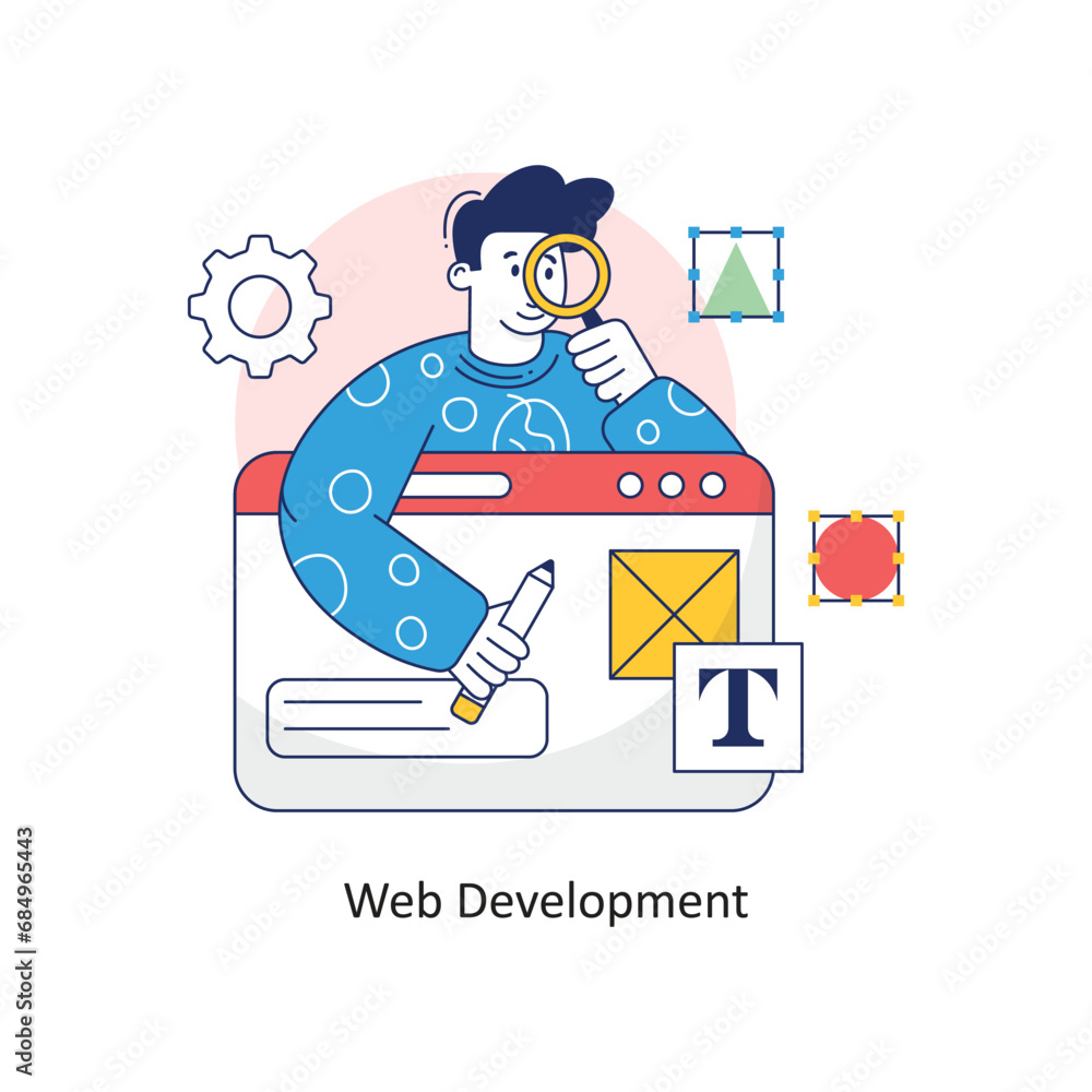 Aufkleber web development vector filled outline design illustration. symbol on white background eps 10 file