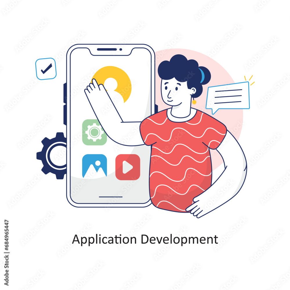 Aufkleber application development vector filled outline design illustration. symbol on white background eps 10