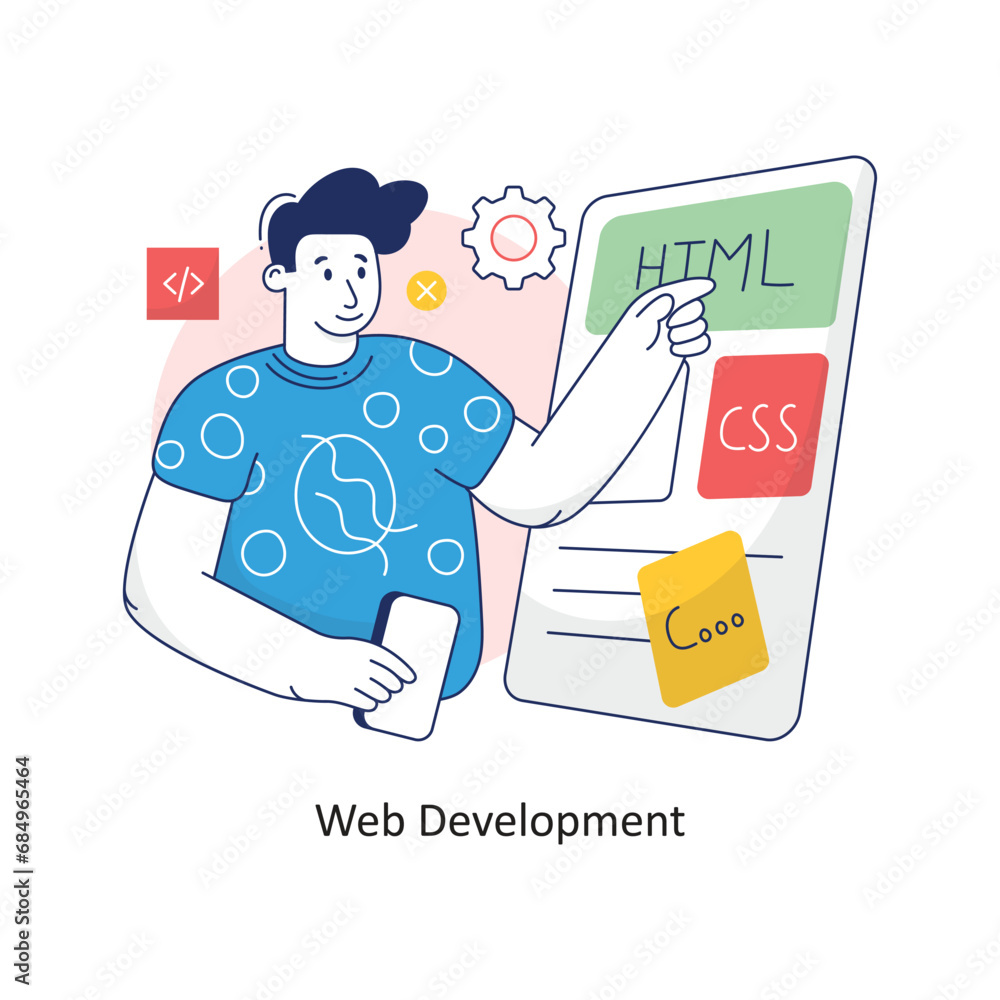 Aufkleber web development vector filled outline design illustration. symbol on white background eps 10 file