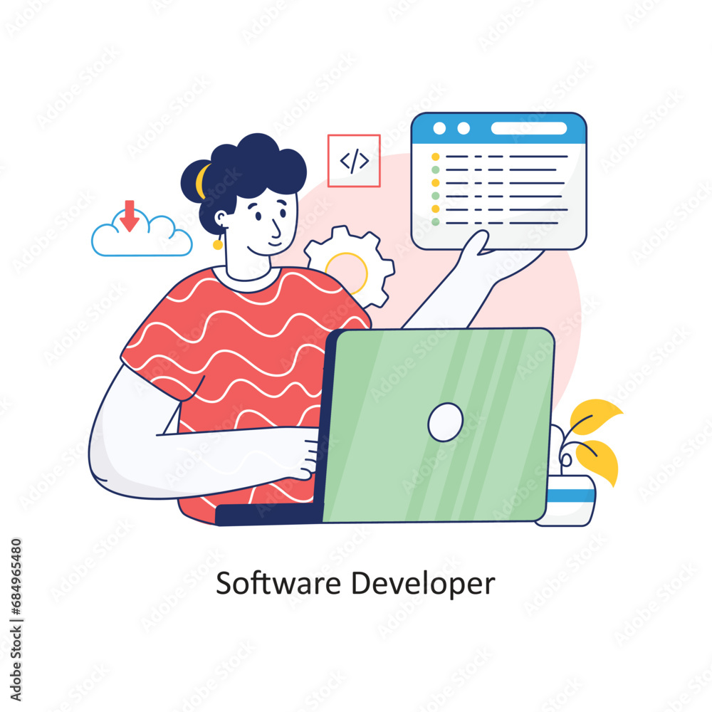 Poster software developer vector filled outline design illustration. symbol on white background eps 10 file