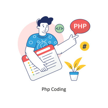 PHP Coding vector Filled outline Design illustration. Symbol on White background EPS 10 File