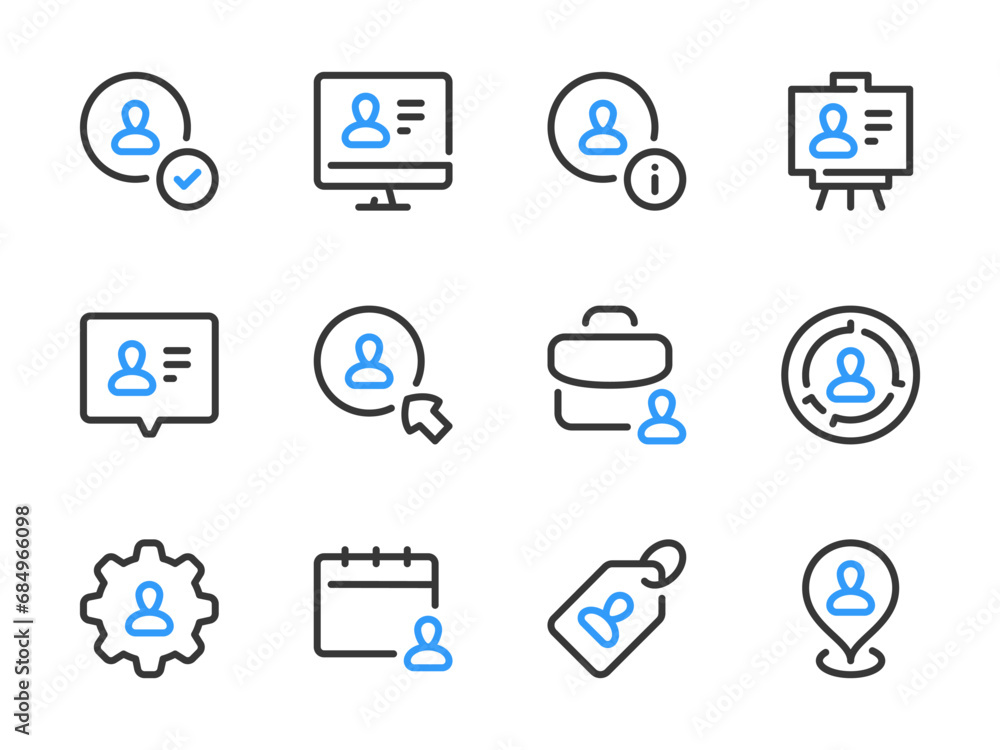 Wall mural user and profile vector line icons. account settings and personal services outline icon set.