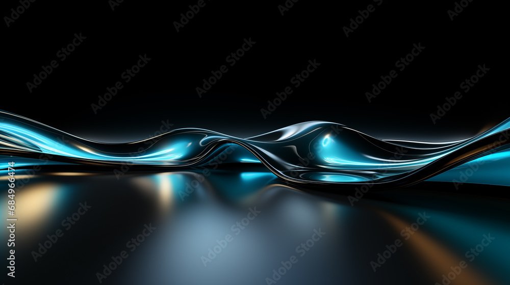 Poster wavy abstract curve object,created with generative ai tecnology.