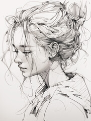 Fototapeta premium Character painting line drawing,created with Generative AI tecnology.
