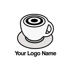 Cute Black and White Aesthetic Logo for Coffee Latte