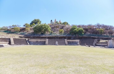 Fototapeta na wymiar Cholula in Puebla, Mexico, is home to the largest pyramid in the world, still largely unexcavated