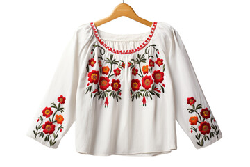 Isolated Elegant Embroidered Blouse Look on a transparent background