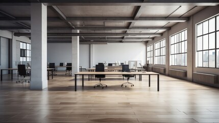 Empty space and Office furniture and equipmentม room, interior, furniture, modern, office, design, business, table, desk, computer, floor,