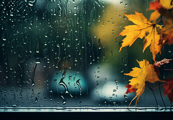 Raindrops And Fallen Maple Leaves