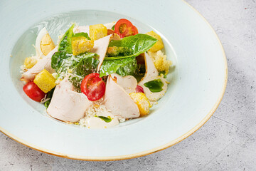 caesar salad on the plate