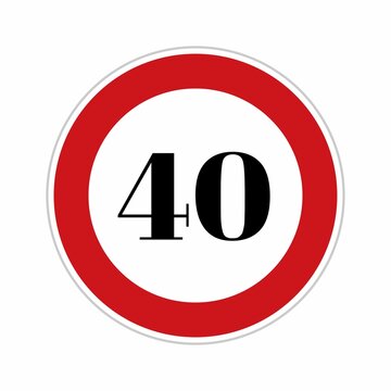 40 speed sign board, road side sign board for control speed. Road safety element, forty speed 