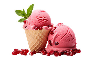 Pomegranate Ice cream on White on a transparent background