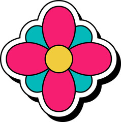 Pink and Green Flower Illustration Graphic Element Sticker