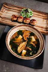 japanese lunch on the dark background