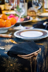 Christmas table with candles and decoration