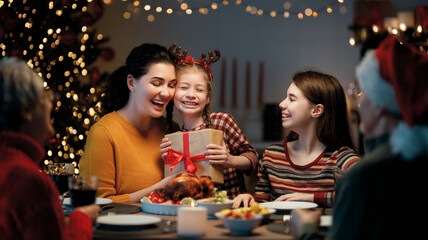 family celebrating Christmas