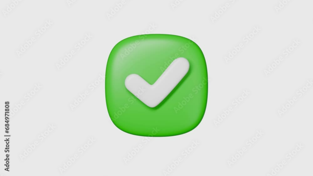 Fototapete check mark tick box icon simple looped animation. transparent backgound. quicktime 3d rendered movie