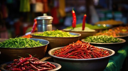 background chili indian food street illustration fresh vendor, asia vegetable, market asian...