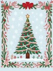 Christmas Tree Greeting Card, Generative AI
