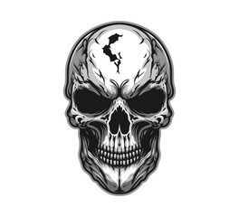 Generative AI danger skull mascot, death character
