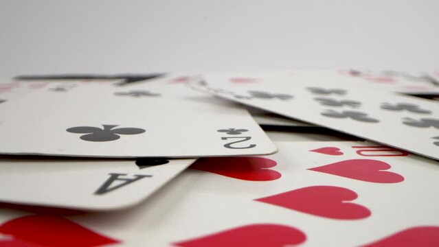 Scattered Playing Cards in Macro Perspective. Probe lens