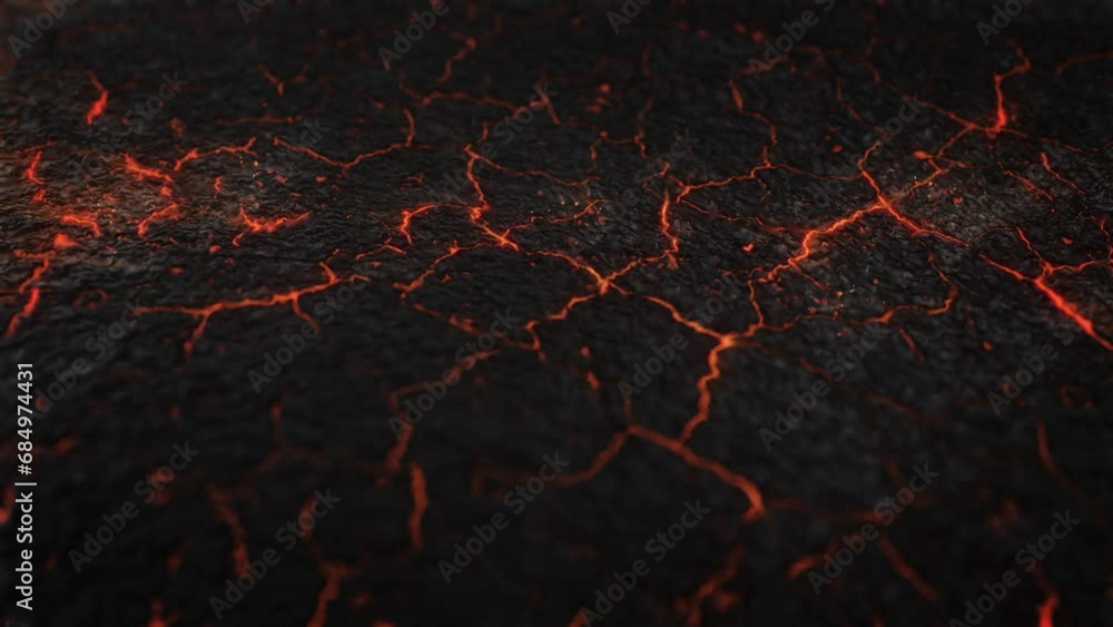 Aufkleber flowing lava field or magma in a seamless loop. 3d animation