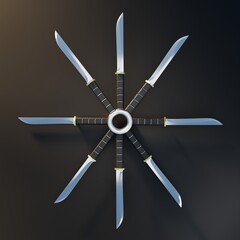 Daggers arranged in a circle , 3d rendering