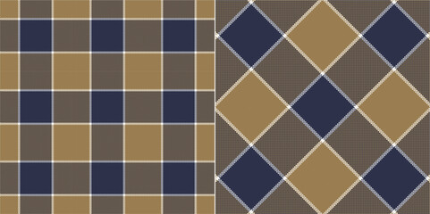 Vector checkered pattern or plaid pattern in blue. brown and white. Tartan, textured seamless plat for flannel shirts, duvet covers, other autumn winter textile mills. Vector Format