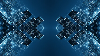 symmetrical future background in blue tones