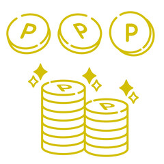 シンプルな線画のポイントコイン　アイコン