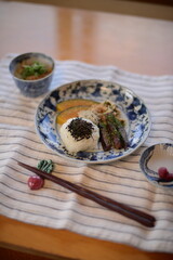 Home made Japanese food in the morning.