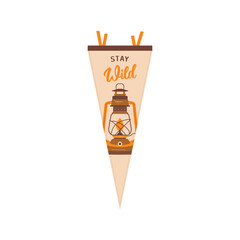 Adventure pennant. Camping Pennant flag design. Vintage outdoor sublimation with retro lantern . Stock graphics