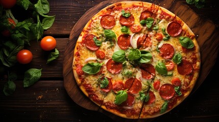 tasty snack pizza food mouthwatering illustration cheesy crust, cheese sauce, crusty savory tasty snack pizza food mouthwatering