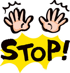 Obraz premium 筆で描いたstopの文字と手