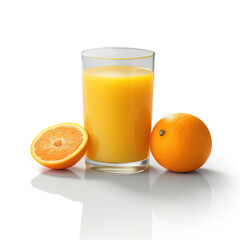 Vibrant Splash: Fresh Orange Juice in a Glass with Sliced Oranges