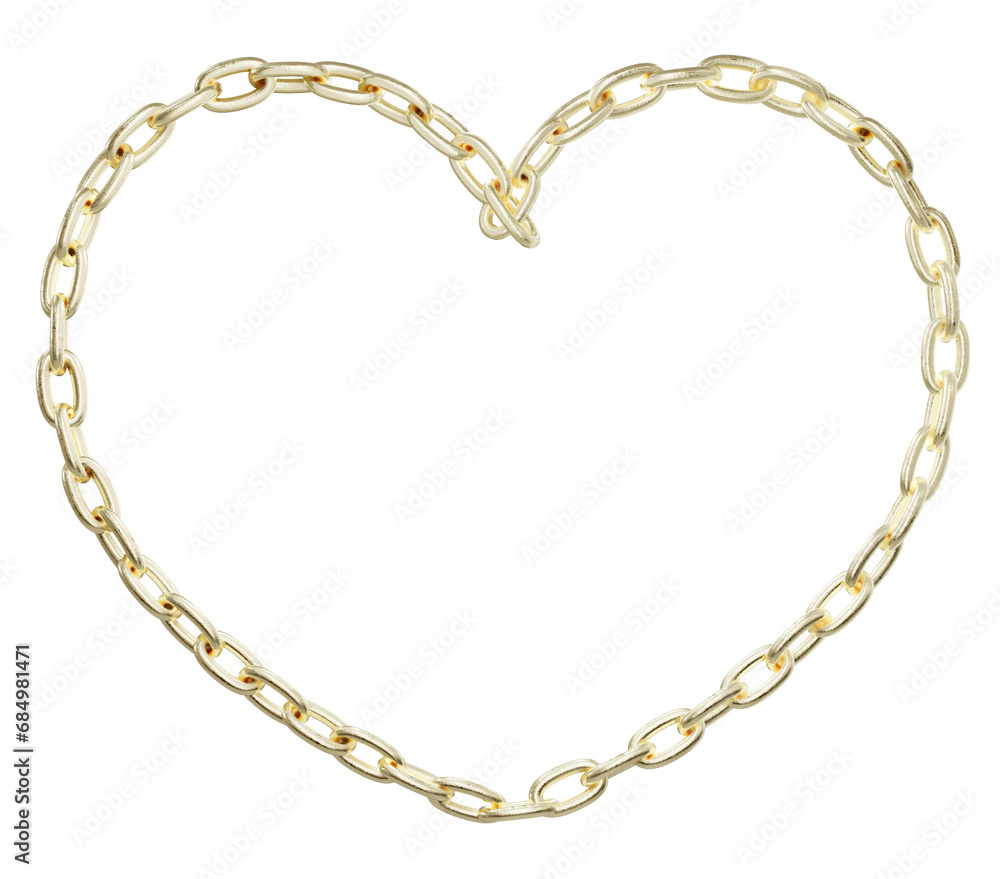 Poster behold the exquisite heart-shaped creation crafted by intertwining golden chains in this 3d illustra