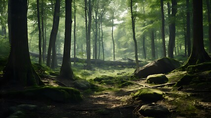 lush forest in the morning