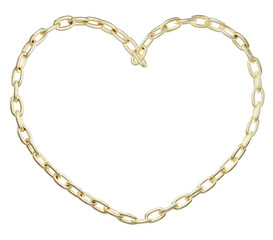 Fototapeta premium Behold the exquisite heart-shaped creation crafted by intertwining golden chains in this 3D illustration, supplied in PNG format with a transparent background.