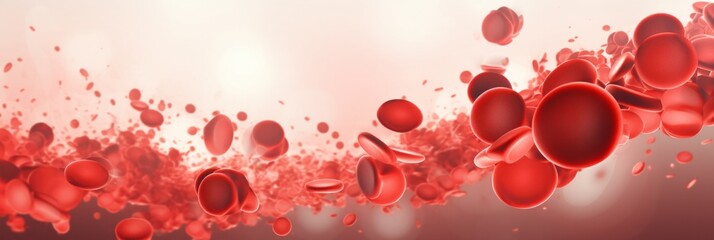 Red blood cells, medical red banner - obrazy, fototapety, plakaty