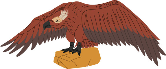 Nothronychus dinosaur, isolated prehistoric creature. Vector animal with wings and claws sitting on rock. Character for game design © Buch&Bee