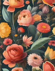 seamless pattern with roses generative AI