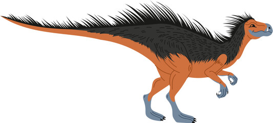 Prehistoric extinct animal, isolated icon of realistic dinosaur character. Vector dino personage with claws and fur on body