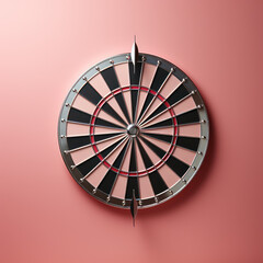 Obraz premium Metallic Silver Darts & Coral Pink Background